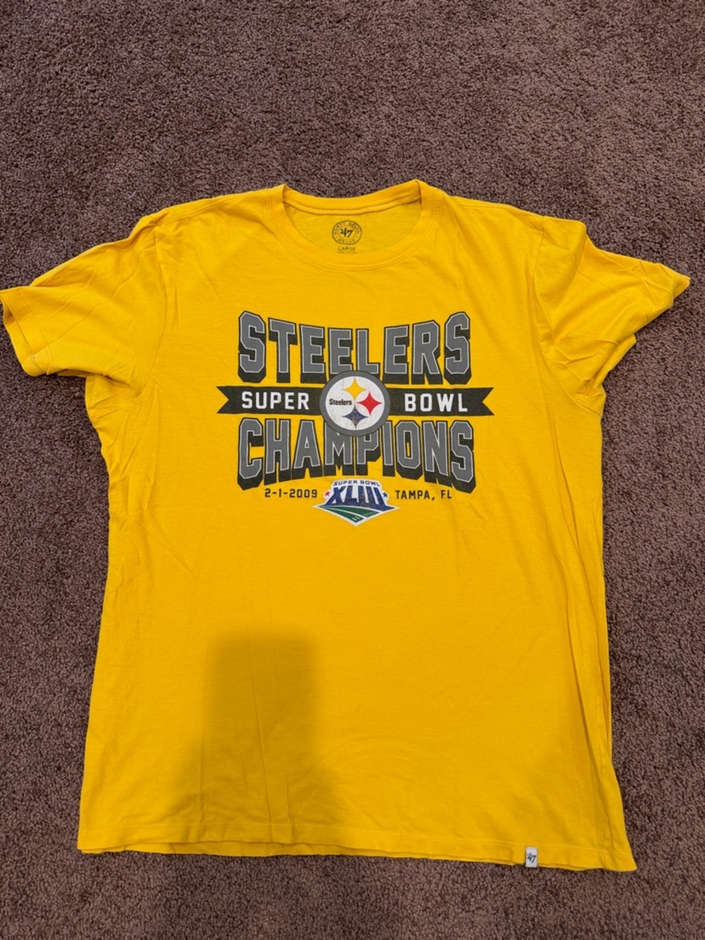 '47 Brand Pittsburgh Steelers Yellow Super Bowl XLIII Champions Tee
